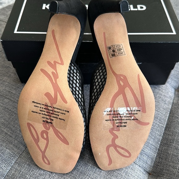 Karl Lagerfeld Paris Belita Black Suede Heeled Slide w/Gems - Picture 7 of 11